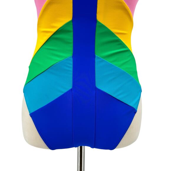 Paper London NWT LangKawi Bold Rainbow Colorblock One Piece Underwire Swimsuit - Picture 7 of 16